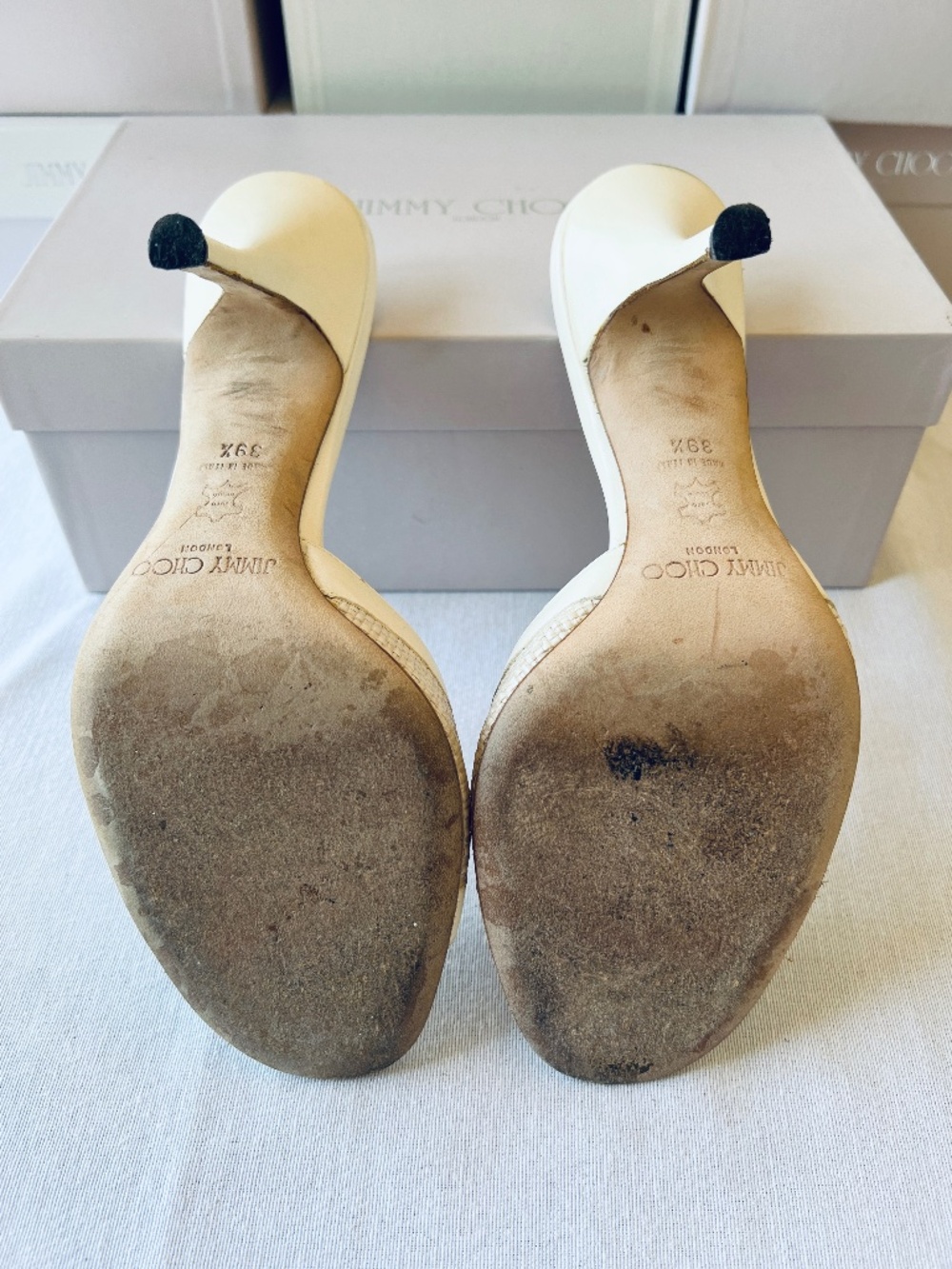 Vintage Jimmy Choo Raffia Heels 39.5 (9.5) - Picture 3 of 4
